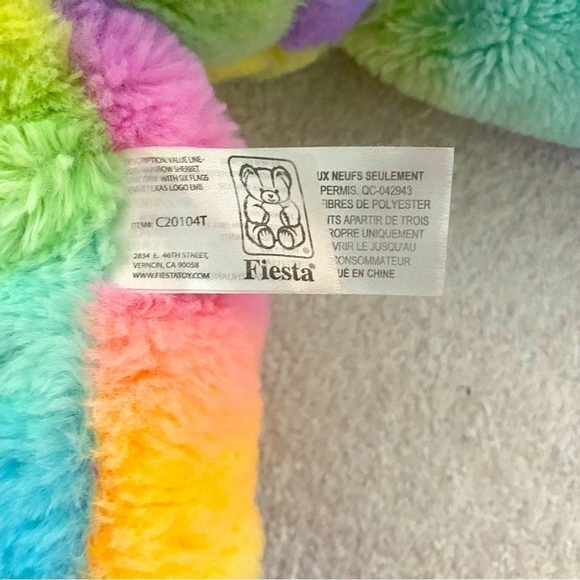 Fiesta Rainbow Sherbet Pastel Plush 21” Stuffed Animal SIX FLAG TEXAS Embroidery - Picture 4 of 7